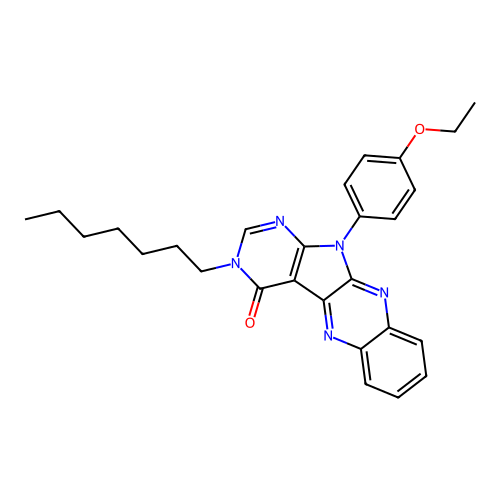 11-(4-ethoxyphenyl)-3-heptyl-3H-pyrimido[5',4':4,5]pyrrolo[2,3-b]quinoxalin-4(11H)-one structure