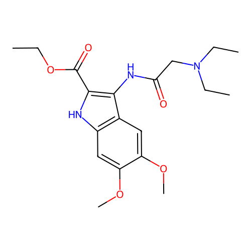 ethyl 3-[(N,N-diethylglycyl)amino]-5,6-dimethoxy-1H-indole-2-carboxylate structure
