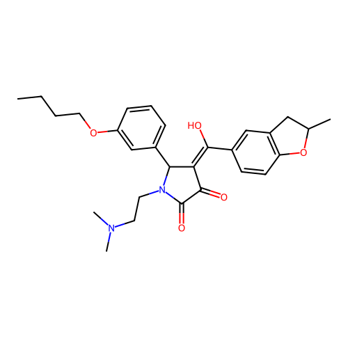 5-(3-butoxyphenyl)-1-(2-dimethylaminoethyl)-4-[hydroxy-(2-methyl-2,3-dihydro-1-benzofuran-5-yl)methylidene]pyrrolidine-2,3-dione structure