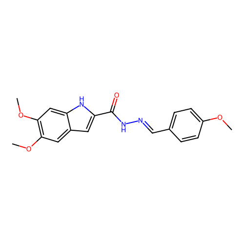 5,6-dimethoxy-N-[(E)-(4-methoxyphenyl)methylideneamino]-1H-indole-2-carboxamide structure