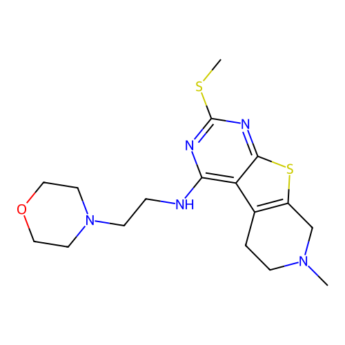 7-methyl-2-(methylsulfanyl)-N-[2-(morpholin-4-yl)ethyl]-5,6,7,8-tetrahydropyrido[4',3':4,5]thieno[2,3-d]pyrimidin-4-amine structure