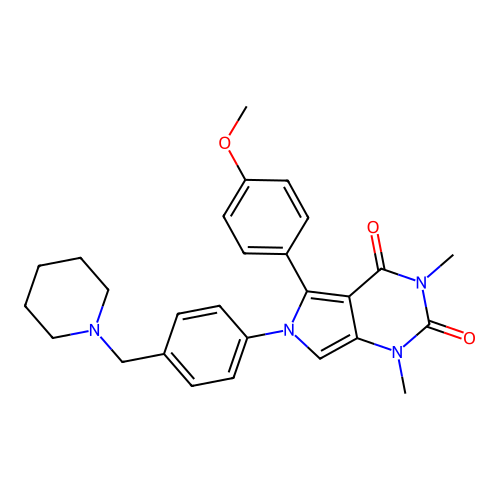 5-(4-methoxyphenyl)-1,3-dimethyl-6-(4-(piperidin-1-ylmethyl)phenyl)-1H-pyrrolo[3,4-d]pyrimidine-2,4(3H,6H)-dione structure