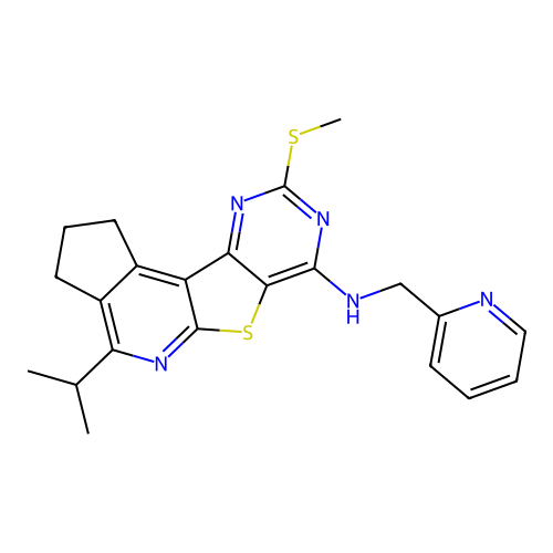 4-isopropyl-9-(methylthio)-N-(pyridin-2-ylmethyl)-2,3-dihydro-1H-cyclopenta[4',5']pyrido[3',2':4,5]thieno[3,2-d]pyrimidin-7-amine structure