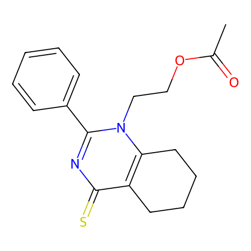 2-(2-phenyl-4-thioxo-5,6,7,8-tetrahydroquinazolin-1(4H)-yl)ethyl acetate structure