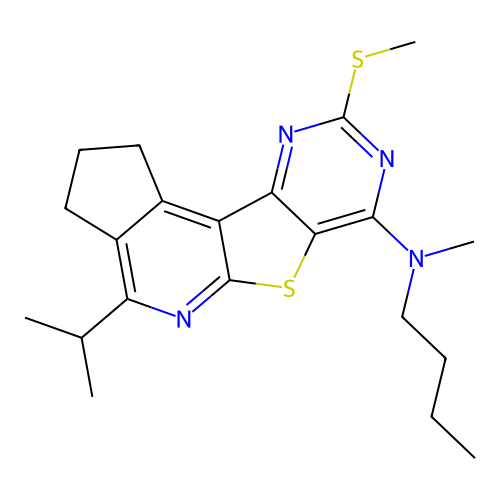 N-butyl-4-isopropyl-N-methyl-9-(methylthio)-2,3-dihydro-1H-cyclopenta[4',5']pyrido[3',2':4,5]thieno[3,2-d]pyrimidin-7-amine structure