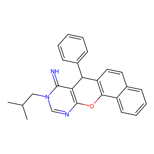 9-(2-methylpropyl)-7-phenyl-7,9-dihydro-8H-benzo[7,8]chromeno[2,3-d]pyrimidin-8-imine structure