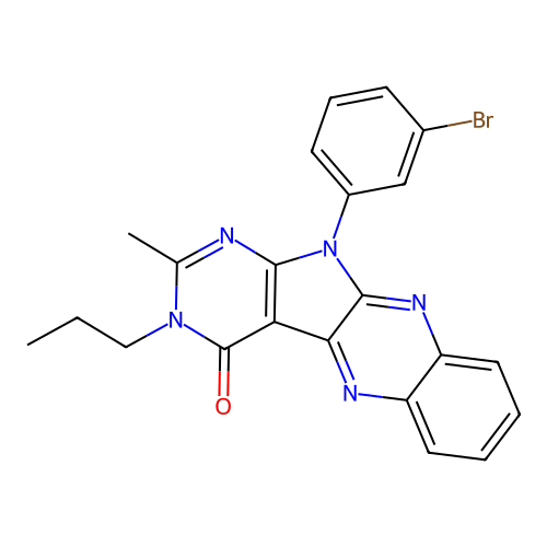 11-(3-bromophenyl)-2-methyl-3-propyl-3,11-dihydro-4H-pyrimido[5',4':4,5]pyrrolo[2,3-b]quinoxalin-4-one structure