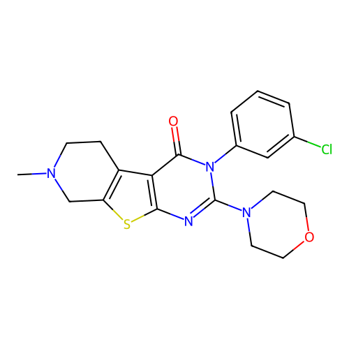 3-(3-chlorophenyl)-7-methyl-2-(morpholin-4-yl)-5,6,7,8-tetrahydropyrido[4',3':4,5]thieno[2,3-d]pyrimidin-4(3H)-one structure