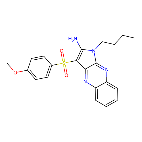1-Butyl-3-(4-methoxyphenyl)sulfonylpyrrolo[3,2-b]quinoxalin-2-amine structure