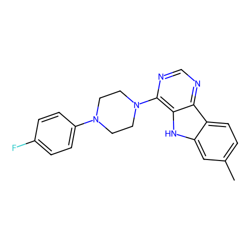 4-[4-(4-fluorophenyl)piperazin-1-yl]-7-methyl-5H-pyrimido[5,4-b]indole structure