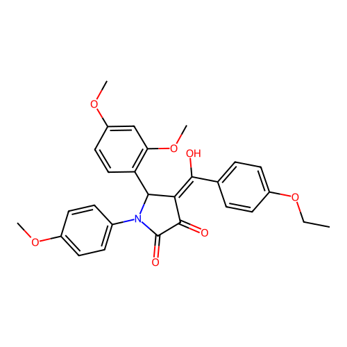 (4E)-5-(2,4-dimethoxyphenyl)-4-[(4-ethoxyphenyl)(hydroxy)methylidene]-1-(4-methoxyphenyl)pyrrolidine-2,3-dione structure