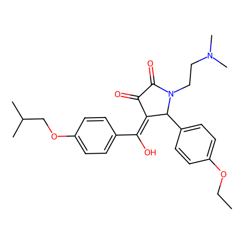 (4E)-1-(2-dimethylaminoethyl)-5-(4-ethoxyphenyl)-4-[hydroxy-[4-(2-methylpropoxy)phenyl]methylidene]pyrrolidine-2,3-dione structure