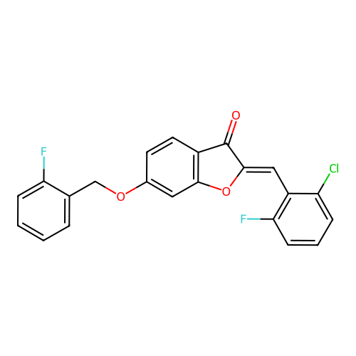 (2Z)-2-(2-chloro-6-fluorobenzylidene)-6-[(2-fluorobenzyl)oxy]-1-benzofuran-3(2H)-one structure