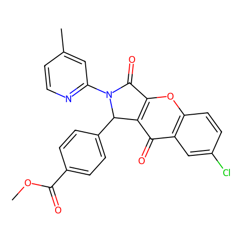 methyl 4-(7-chloro-2-(4-methylpyridin-2-yl)-3,9-dioxo-1,2,3,9-tetrahydrochromeno[2,3-c]pyrrol-1-yl)benzoate structure