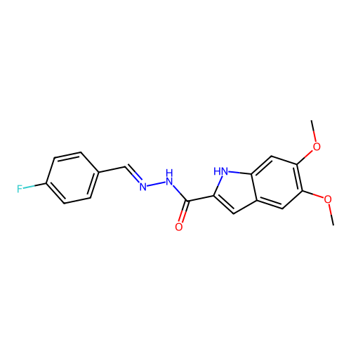 N'-[(E)-(4-fluorophenyl)methylidene]-5,6-dimethoxy-1H-indole-2-carbohydrazide structure