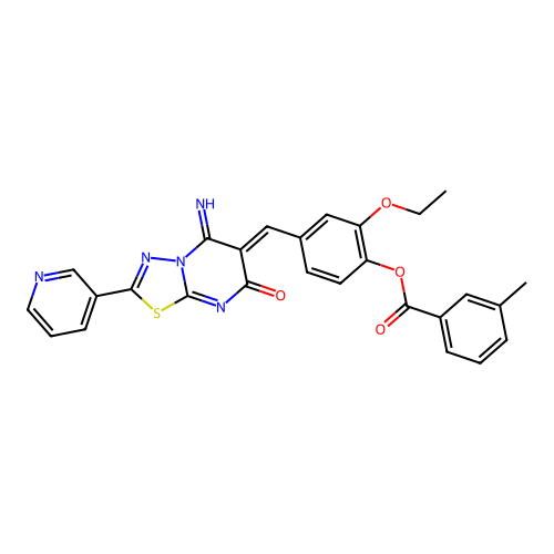 (Z)-2-ethoxy-4-((5-imino-7-oxo-2-(pyridin-3-yl)-5H-[1,3,4]thiadiazolo[3,2-a]pyrimidin-6(7H)-ylidene)methyl)phenyl 3-methylbenzoate structure