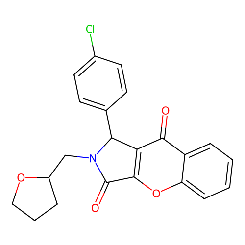 1-(4-chlorophenyl)-2-(oxolan-2-ylmethyl)-1H-chromeno[2,3-c]pyrrole-3,9-dione structure