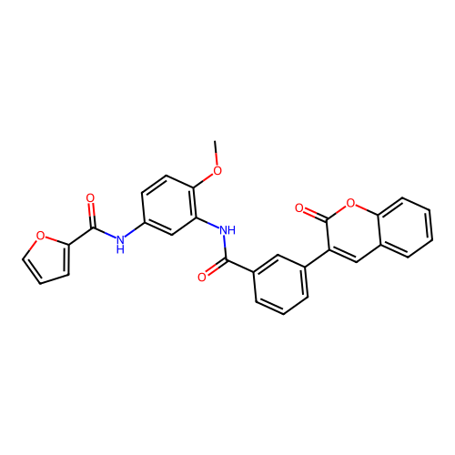 N-(4-methoxy-3-(3-(2-oxo-2H-chromen-3-yl)benzamido)phenyl)furan-2-carboxamide structure
