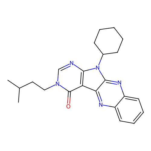 11-cyclohexyl-3-isopentyl-3H-pyrimido[5',4':4,5]pyrrolo[2,3-b]quinoxalin-4(11H)-one structure