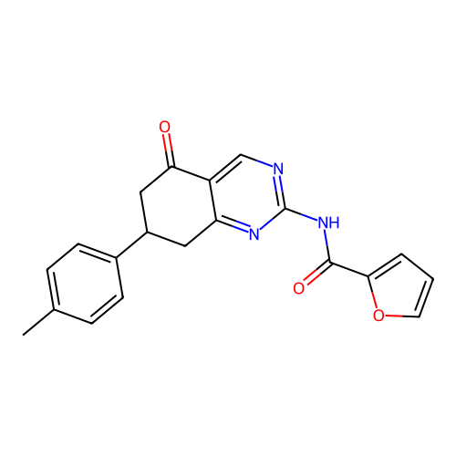 N-[7-(4-methylphenyl)-5-oxo-5,6,7,8-tetrahydroquinazolin-2-yl]furan-2-carboxamide structure
