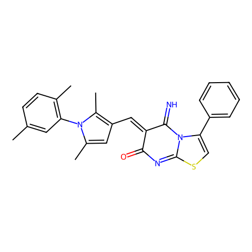 (6Z)-6-[[1-(2,5-dimethylphenyl)-2,5-dimethylpyrrol-3-yl]methylidene]-5-imino-3-phenyl-[1,3]thiazolo[3,2-a]pyrimidin-7-one structure