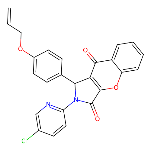 2-(5-chloropyridin-2-yl)-1-(4-prop-2-enoxyphenyl)-1H-chromeno[2,3-c]pyrrole-3,9-dione structure