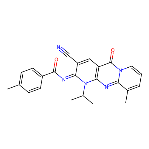 (Z)-N-(3-cyano-1-isopropyl-10-methyl-5-oxo-1H-dipyrido[1,2-a:2',3'-d]pyrimidin-2(5H)-ylidene)-4-methylbenzamide structure