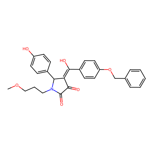 (4E)-4-{[4-(benzyloxy)phenyl](hydroxy)methylidene}-5-(4-hydroxyphenyl)-1-(3-methoxypropyl)pyrrolidine-2,3-dione structure