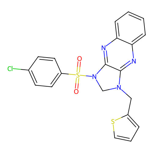 1-((4-chlorophenyl)sulfonyl)-3-(thiophen-2-ylmethyl)-2,3-dihydro-1H-imidazo[4,5-b]quinoxaline structure