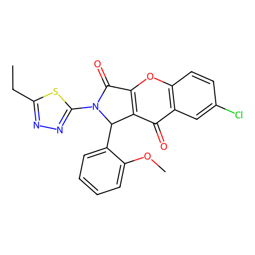 7-chloro-2-(5-ethyl-1,3,4-thiadiazol-2-yl)-1-(2-methoxyphenyl)-1,2-dihydrochromeno[2,3-c]pyrrole-3,9-dione structure