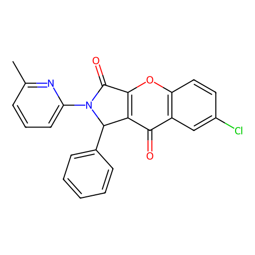 7-chloro-2-(6-methylpyridin-2-yl)-1-phenyl-1,2-dihydrochromeno[2,3-c]pyrrole-3,9-dione structure
