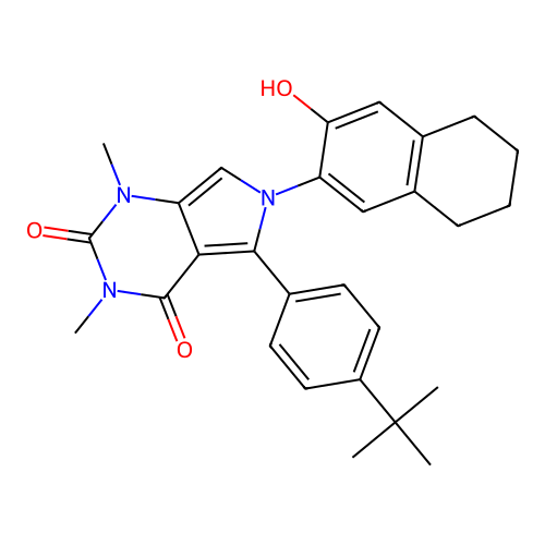 5-(4-(tert-butyl)phenyl)-6-(3-hydroxy-5,6,7,8-tetrahydronaphthalen-2-yl)-1,3-dimethyl-1H-pyrrolo[3,4-d]pyrimidine-2,4(3H,6H)-dione structure