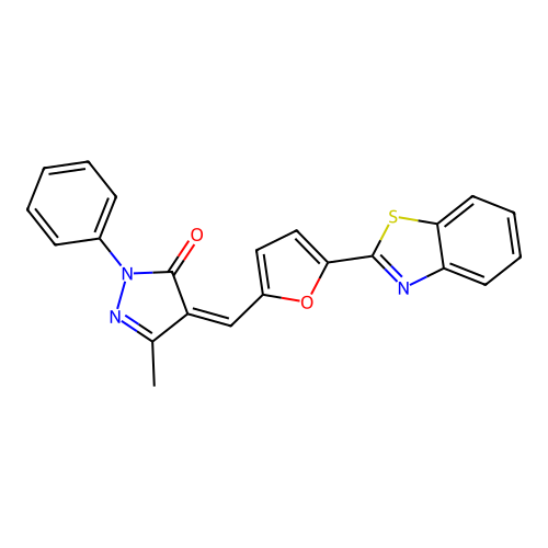 (4Z)-4-{[5-(1,3-benzothiazol-2-yl)furan-2-yl]methylidene}-5-methyl-2-phenyl-2,4-dihydro-3H-pyrazol-3-one structure