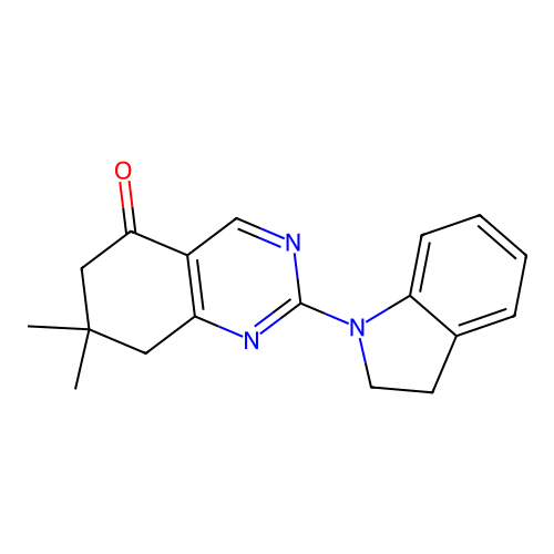 2-(2,3-dihydro-1H-indol-1-yl)-7,7-dimethyl-7,8-dihydroquinazolin-5(6H)-one structure