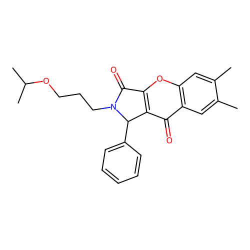 2-(3-isopropoxypropyl)-6,7-dimethyl-1-phenyl-1,2-dihydrochromeno[2,3-c]pyrrole-3,9-dione structure