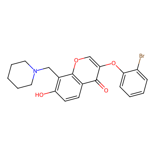 3-(2-bromophenoxy)-7-hydroxy-8-(piperidin-1-ylmethyl)-4H-chromen-4-one structure