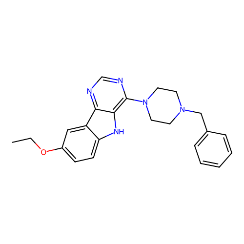 4-(4-benzylpiperazin-1-yl)-8-ethoxy-5H-pyrimido[5,4-b]indole structure