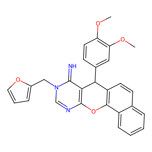 7-(3,4-Dimethoxy-phenyl)-9-furan-2-ylmethyl-7,9-dihydro-12-oxa-9,11-diaza-benzo[a]anthracen-8-ylideneamine structure
