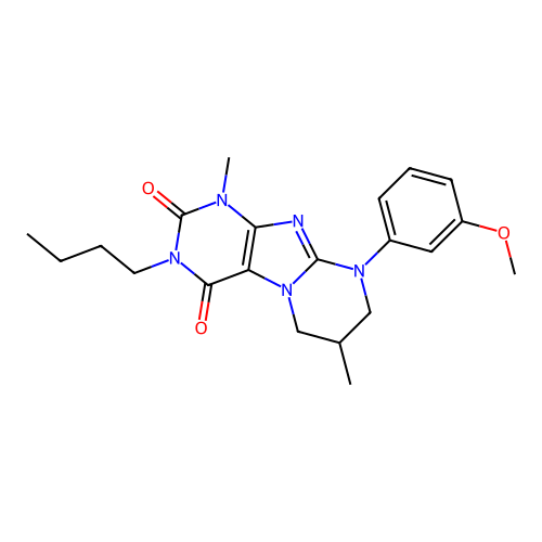3-butyl-9-(3-methoxyphenyl)-1,7-dimethyl-1H,2H,3H,4H,6H,7H,8H,9H-pyrimido[1,2-g]purine-2,4-dione structure