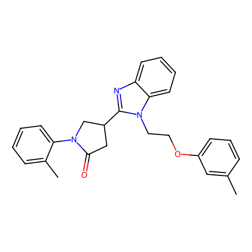 1-(o-tolyl)-4-(1-(2-(m-tolyloxy)ethyl)-1H-benzo[d]imidazol-2-yl)pyrrolidin-2-one structure