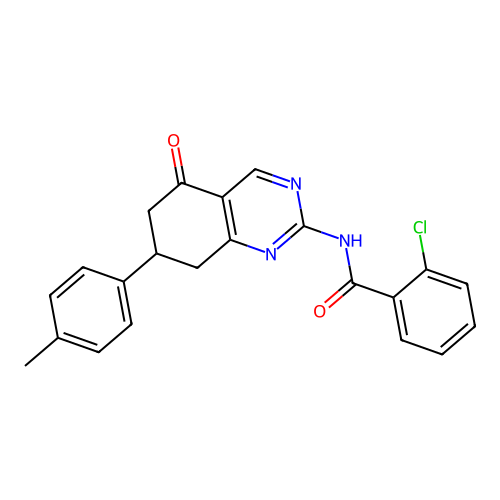 2-chloro-N-[7-(4-methylphenyl)-5-oxo-5,6,7,8-tetrahydroquinazolin-2-yl]benzamide structure