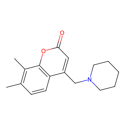 7,8-dimethyl-4-(piperidin-1-ylmethyl)-2H-chromen-2-one structure