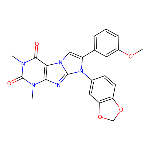 6-(1,3-benzodioxol-5-yl)-7-(3-methoxyphenyl)-2,4-dimethylpurino[7,8-a]imidazole-1,3-dione structure