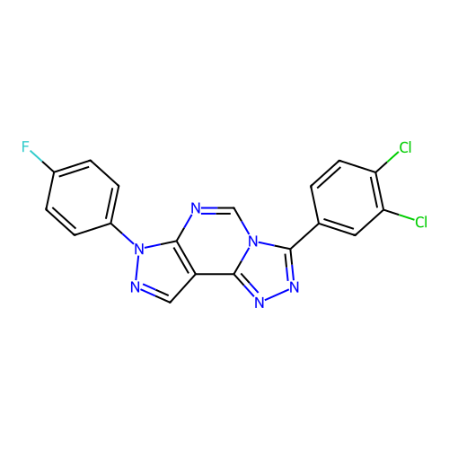 3-(3,4-dichlorophenyl)-7-(4-fluorophenyl)-7H-pyrazolo[4,3-e][1,2,4]triazolo[4,3-c]pyrimidine structure