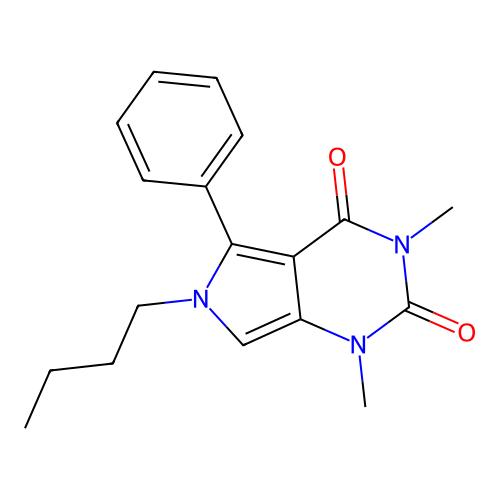 6-butyl-1,3-dimethyl-5-phenyl-1H-pyrrolo[3,4-d]pyrimidine-2,4(3H,6H)-dione structure