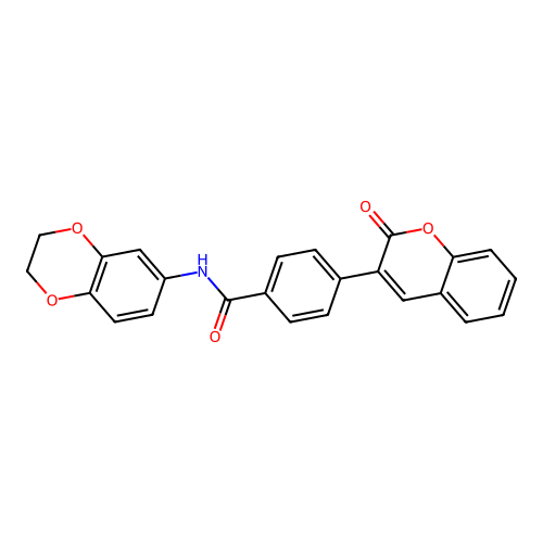 N-(2,3-dihydro-1,4-benzodioxin-6-yl)-4-(2-oxo-2H-chromen-3-yl)benzamide structure