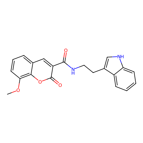N-[2-(1H-indol-3-yl)ethyl]-8-methoxy-2-oxo-2H-chromene-3-carboxamide structure