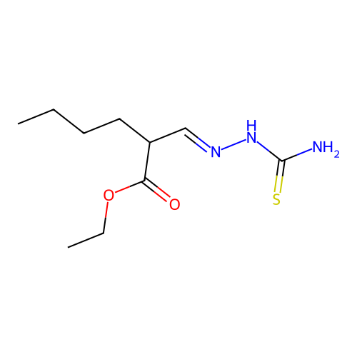 ethyl 2-[(E)-(carbamothioylhydrazinylidene)methyl]hexanoate structure