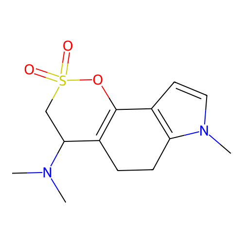 N,N,7-trimethyl-2,2-dioxo-3,4,5,6-tetrahydrooxathiino[6,5-e]indol-4-amine structure