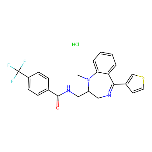 Benzamide, N-((2,3-dihydro-1-methyl-5-(3-thienyl)-1H-1,4-benzodiazepin-2-yl)methyl)-4-(trifluoromethyl)-, monohydrochloride structure
